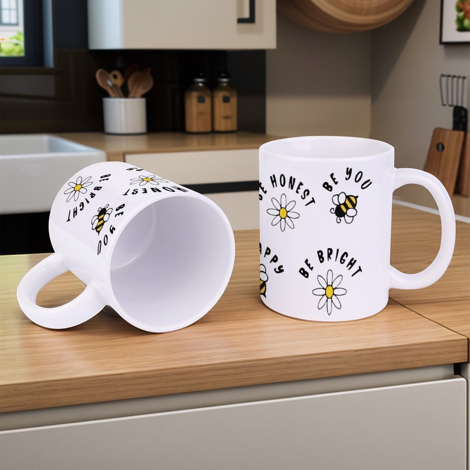 Four Stickers With Bees And Da - Sublimation Mug White recensie en prijs