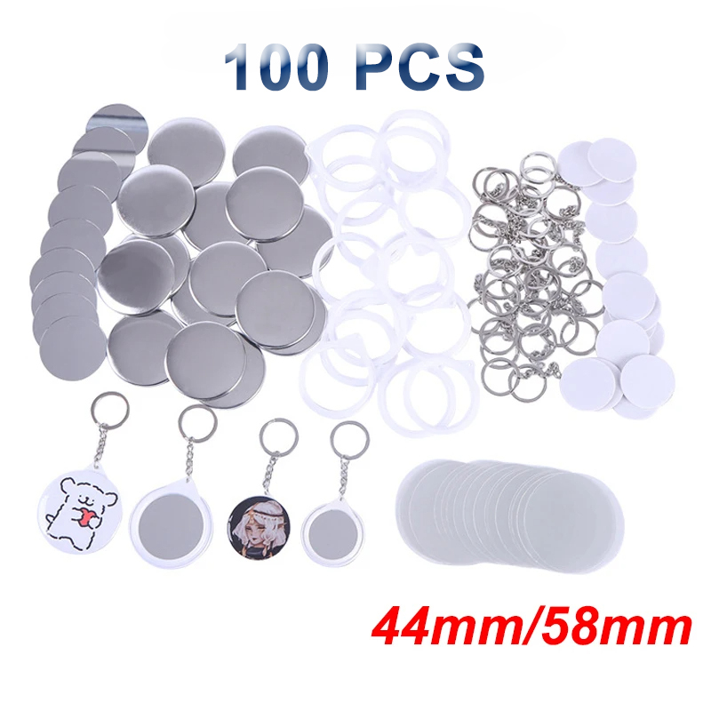 New 100PCS Key Ring Mirror Bla - Button Badge Blank recensie en prijs