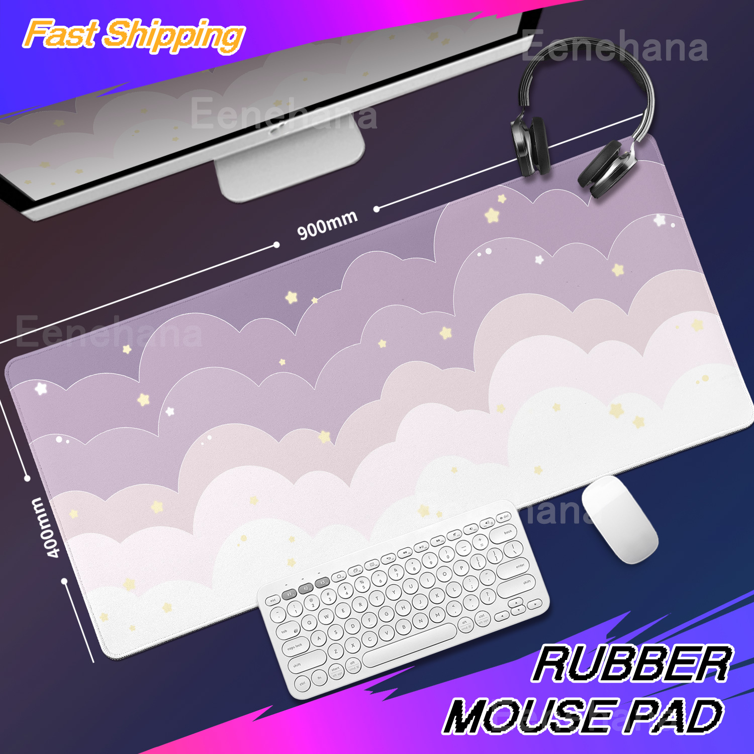 Light Blue Pink Clouds Desk Ma - Mouse Pad Blank Sublimation recensie en prijs