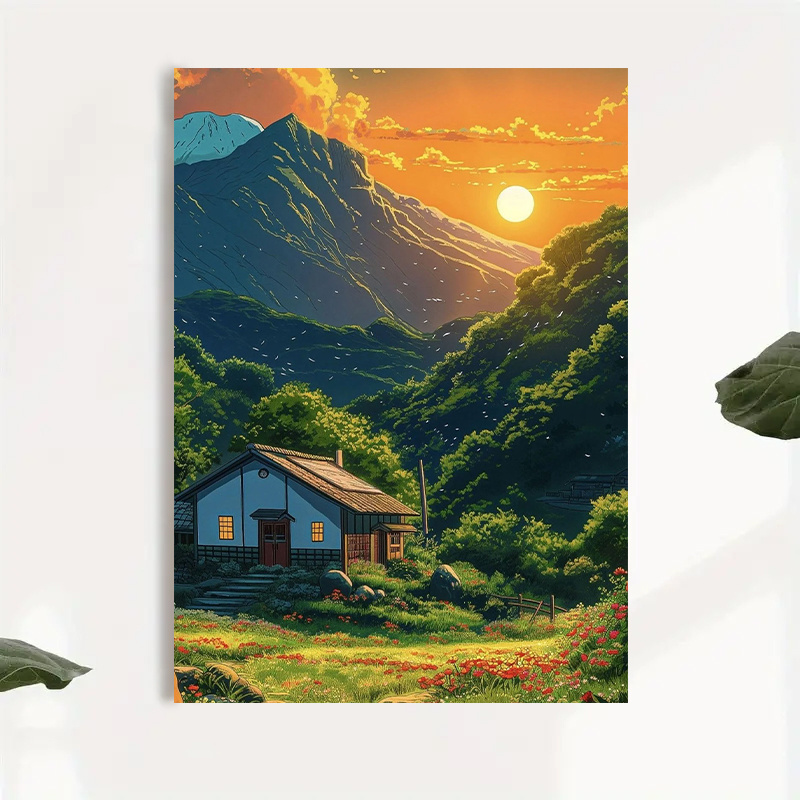 1pc Mountain Cabin Sunset Canv - Canvas Wrap Ready recensie en prijs